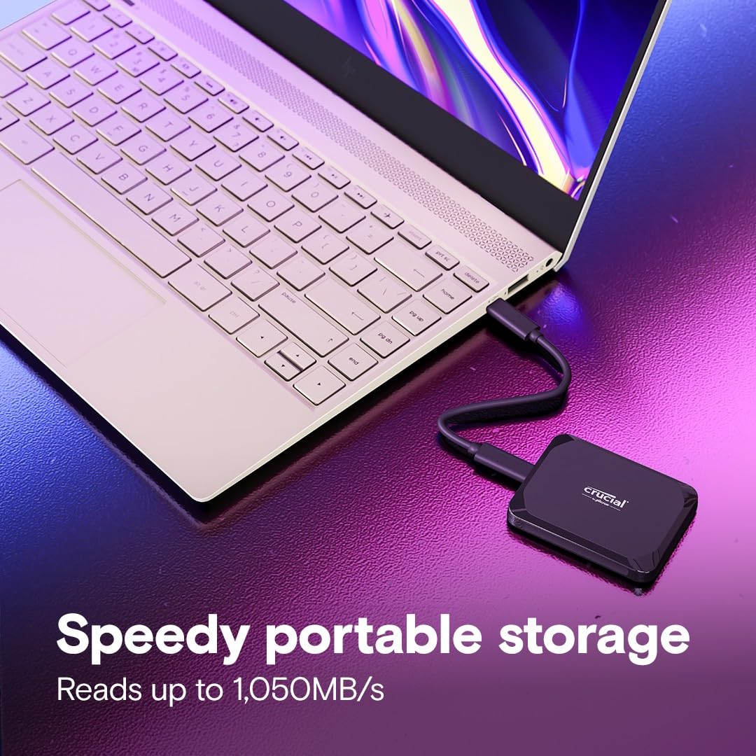 Crucial X9 2TB Portable External SSD - Up to 1050MB/s, External Solid State Drive, compatible with Xbox, PC and Mac, USB-C 3.2 - CT2000X9SSD902