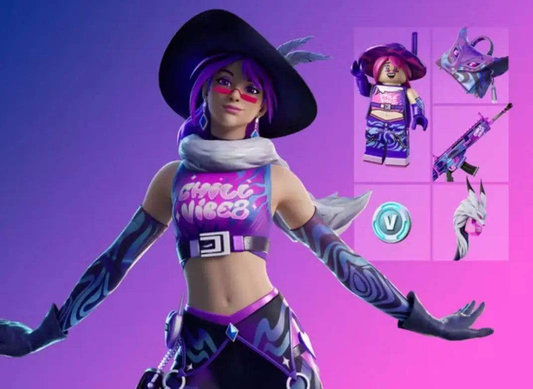 Fortnite Chill Vibez Pack - Reverie Outfit + LEGO Style, Dreamzy Handbag Back Bling, Reverie's Dreamstaff Pickaxe, Reverie Rave Wrap & 600 V-Bucks - Global Digital Code - PC/PS/Xbox