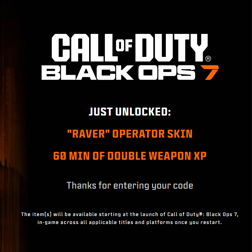 Call of Duty: Black Ops 7 | Muller Milk | EE "RAVER" Operator Skin + 2WXP