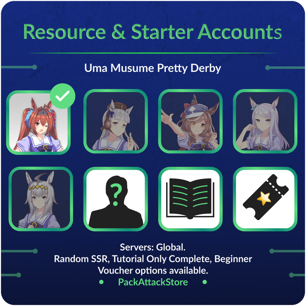 Kitasan Black x 5 (5 Copies) + Fine Motion + Super Creek x 2 (2 Copies) + 1 Random SSR + Tutorial Only + Beginner Voucher Available