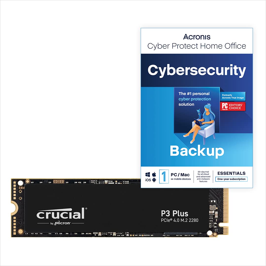 Crucial P3 Plus SSD 1TB M.2 NVMe PCIe Gen4 Internal SSD, Up to 5000MB/s, Laptop & Desktop (PC) Compatible, Solid State Drive - CT1000P3PSSD801