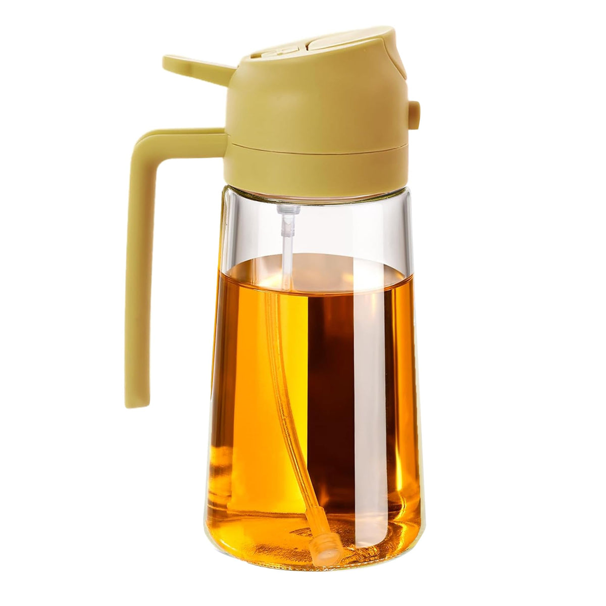 TKSDWBLTY 4 Pack 16oz/470 ml Olive Oil Dispenser Bottle 2 in 1 Clear Glass Oil Sprayer and Container Refillable Vinegar Dispenser with Automatic Cap Portable Spray Bottle for Cooking Baking Orange