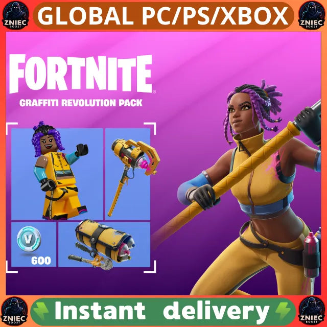 Fortnite Graffiti Revolution Pack - Marika Outfit + LEGO Style, Graffiti Spraypack Back Bling, Aerosol Hammer Pickaxe & 600 V-Bucks - Global Digital Code - PC/PS/Xbox