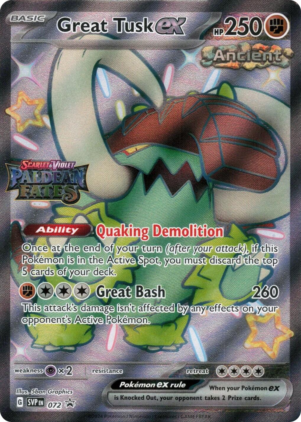 Great Tusk ex (072) (Paldean Fates Stamped) [Scarlet & Violet: Paldean Fates] - Shop at oilboyal