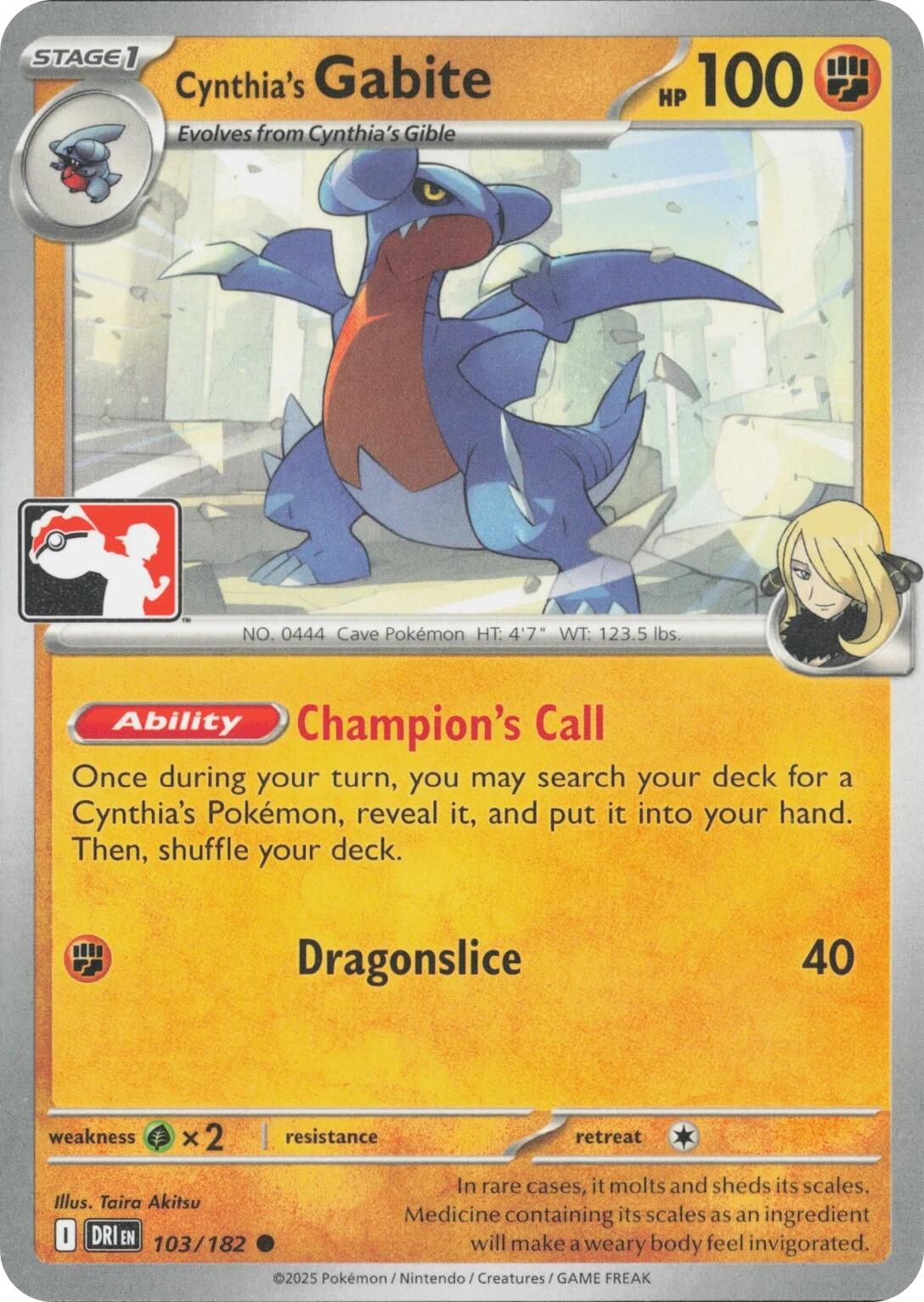 Cynthia's Gabite (103/182) [Prize Pack Series Eight] - Shop at oilboyal