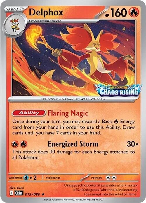 Delphox (013/086) (Chaos Rising Stamped) [Miscellaneous Cards] - Shop at oilboyal