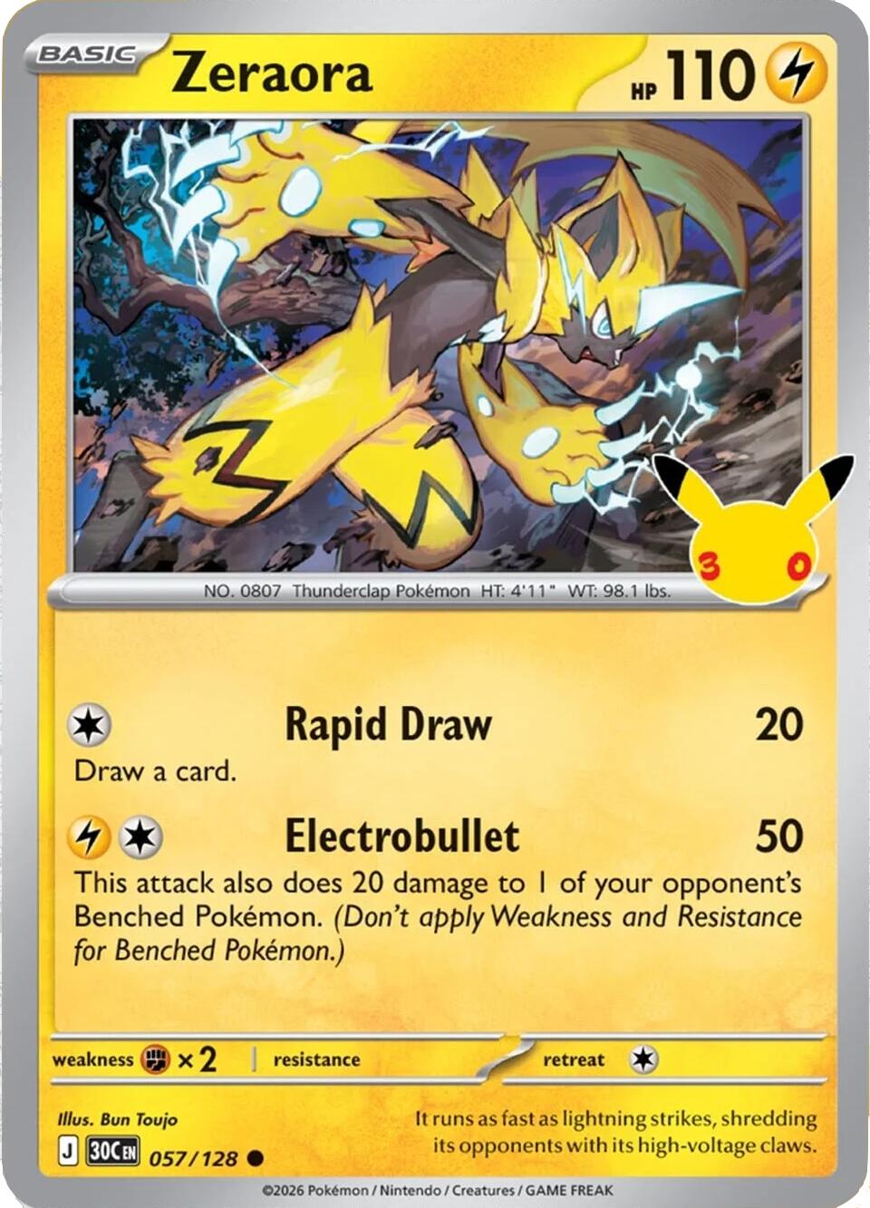 Zeraora (057/128) [Mega Evolution: 30th Celebration] - Shop at oilboyal
