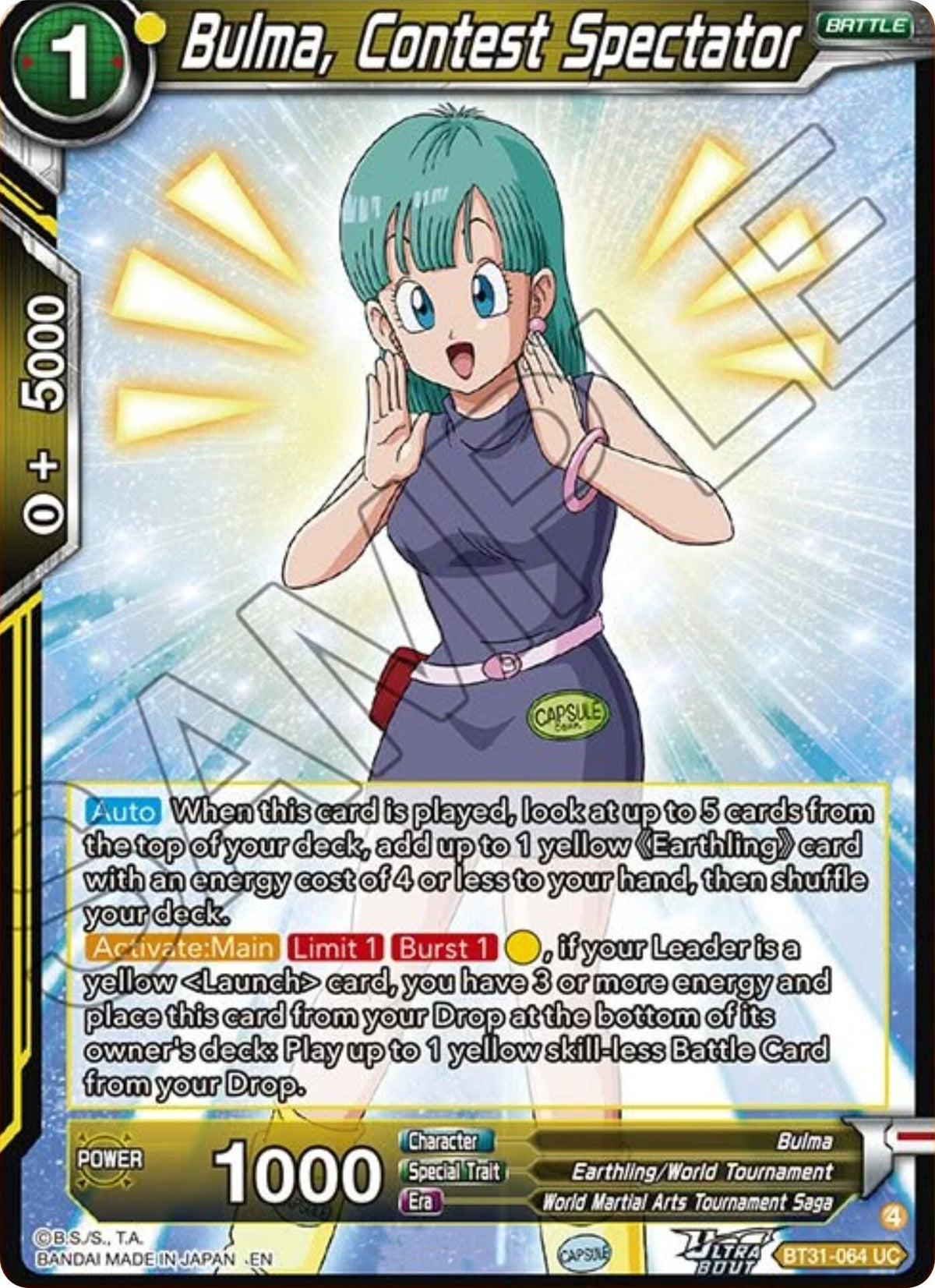 Bulma, Contest Spectator (BT31-064) [Impact Beyond Dimensions] - Shop at oilboyal
