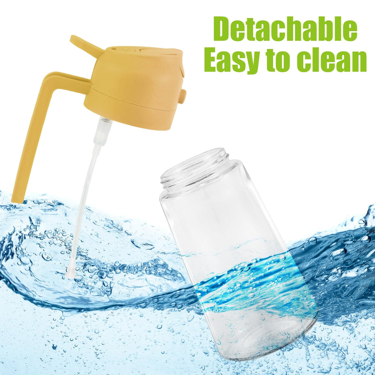 TKSDWBLTY 4 Pack 16oz/470 ml Olive Oil Dispenser Bottle 2 in 1 Clear Glass Oil Sprayer and Container Refillable Vinegar Dispenser with Automatic Cap Portable Spray Bottle for Cooking Baking Orange