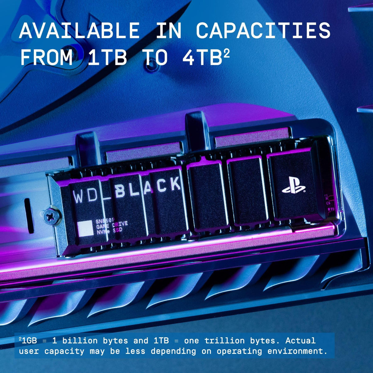 WD_BLACK SN850P 2TB PS5 SSD, Officially licensed for Playstation PS5 consoles, PS5 expansion card, Speeds up to 7300 MB/s, M.2 2280 PCIe NVMe, Exclusive Heatsink Design, Internal gaming SSD, Black
