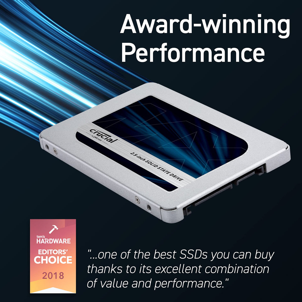 Crucial MX500 500 GB CT500MX500SSD1(Z)-Up to 560 MB/s (3D NAND, SATA, 2.5 Inch, Internal SSD), Metallique