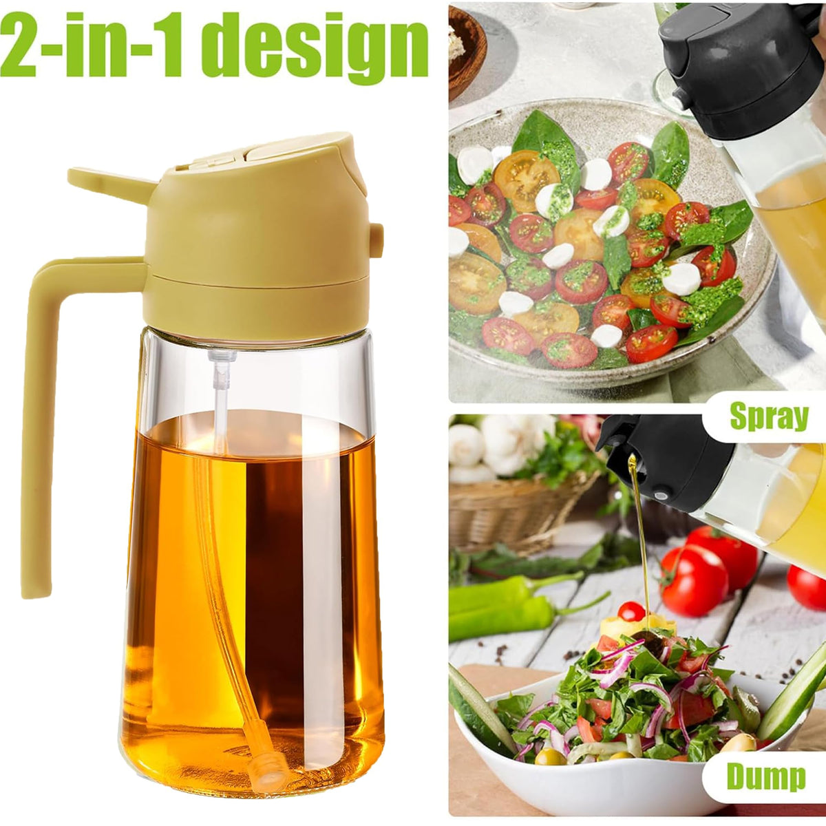 TKSDWBLTY 4 Pack 16oz/470 ml Olive Oil Dispenser Bottle 2 in 1 Clear Glass Oil Sprayer and Container Refillable Vinegar Dispenser with Automatic Cap Portable Spray Bottle for Cooking Baking Orange