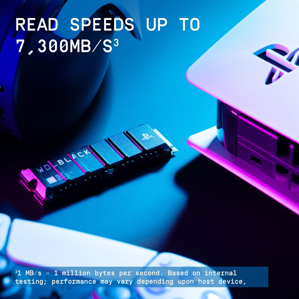 WD_BLACK SN850P 2TB PS5 SSD, Officially licensed for Playstation PS5 consoles, PS5 expansion card, Speeds up to 7300 MB/s, M.2 2280 PCIe NVMe, Exclusive Heatsink Design, Internal gaming SSD, Black