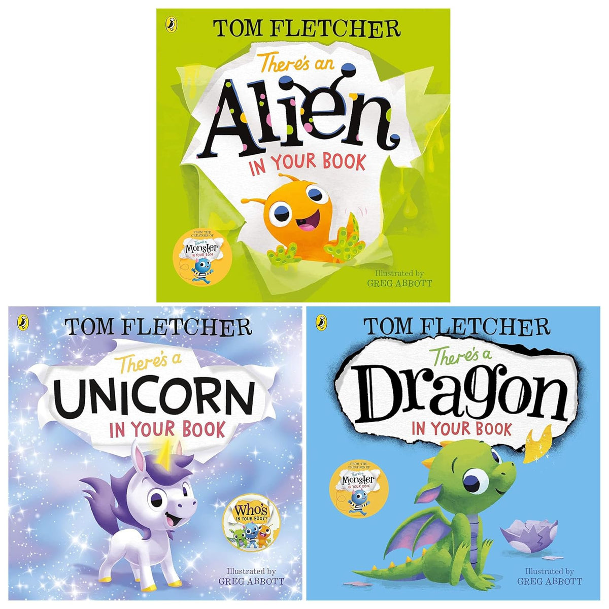 Who's In Your Book? Series 3 Books Collection Set by Tom Fletcher (There's a Unicorn in Your Book, There's a Dragon in Your Book & There's an Alien in Your Book) - OilBoyal