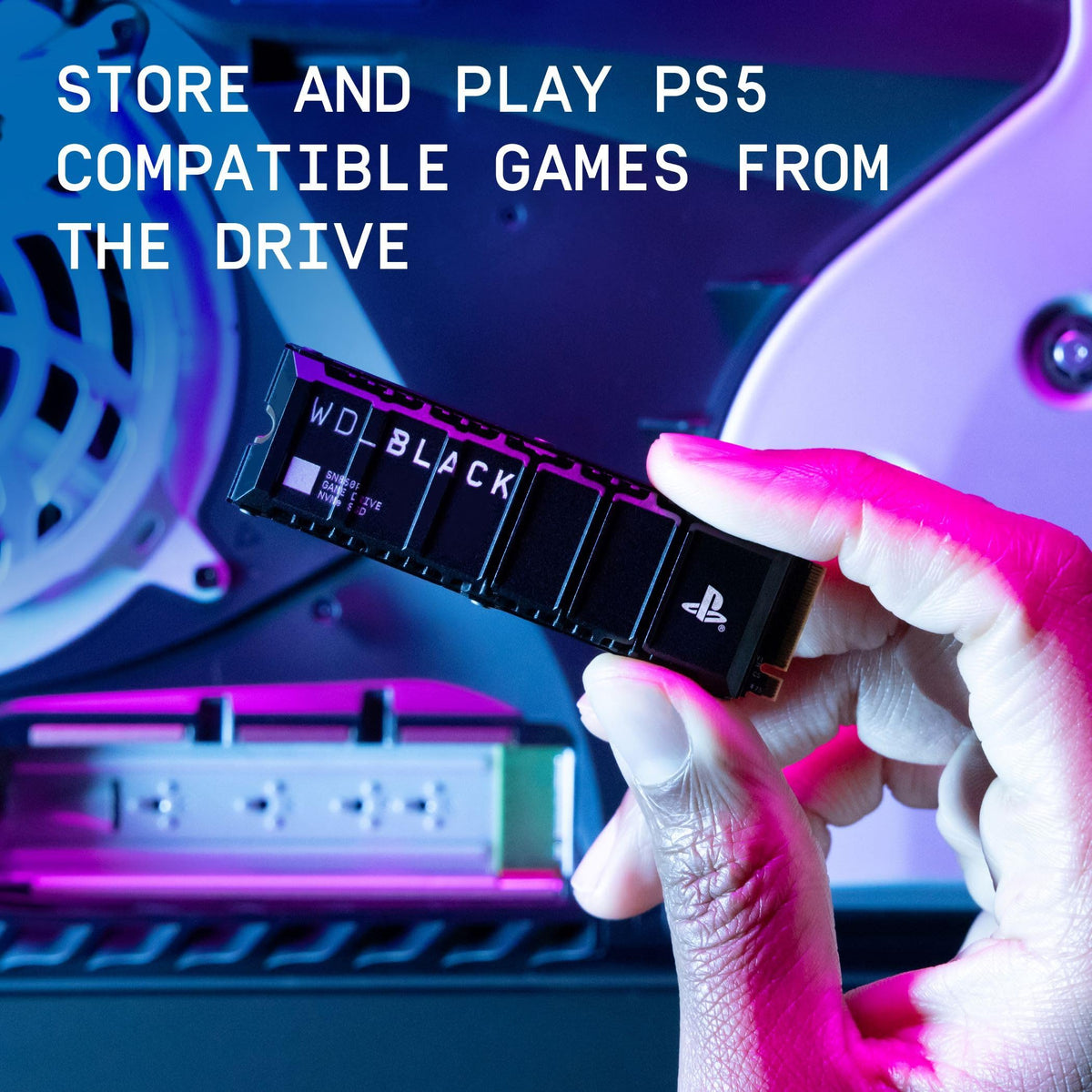WD_BLACK SN850P 2TB PS5 SSD, Officially licensed for Playstation PS5 consoles, PS5 expansion card, Speeds up to 7300 MB/s, M.2 2280 PCIe NVMe, Exclusive Heatsink Design, Internal gaming SSD, Black