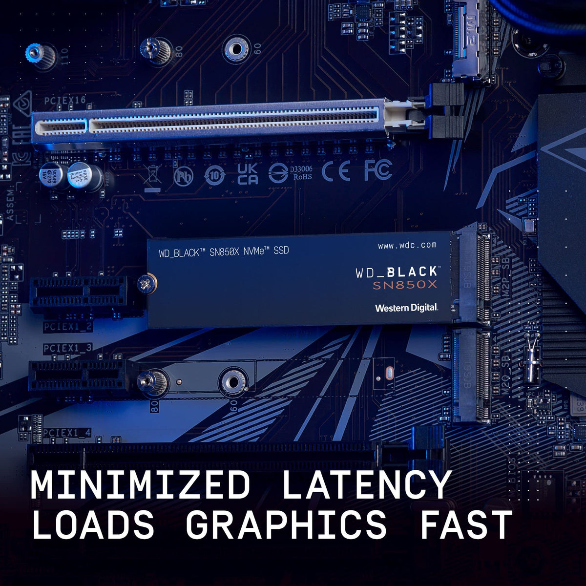 WD_BLACK SN850X 2TB SSD, M.2 2280 NVMe SSD, Read speeds up to 7300 MB/s, Write speeds up to 6,600 MB/s, Gaming Expansion SSD, PCIe Gen4 NVMe, High Performance Internal SSD, Black