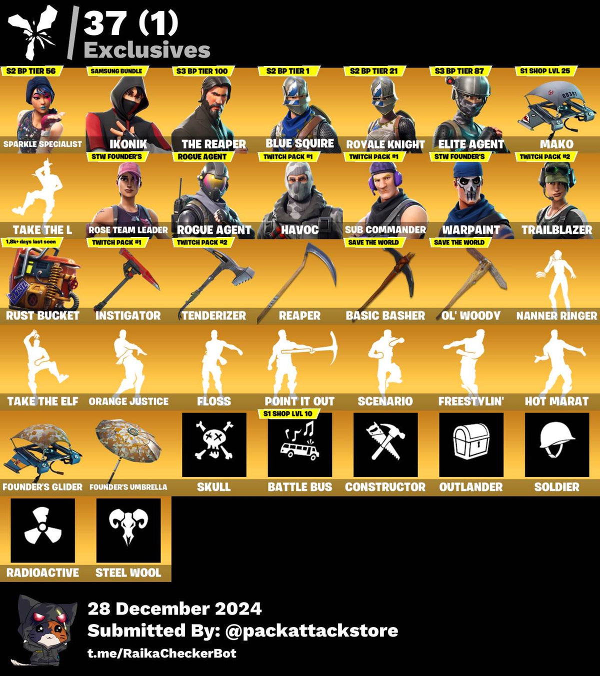 Fortnite Account - 113 Skins | IKONIK, OG STW, Sparkle Specialist, The Reaper