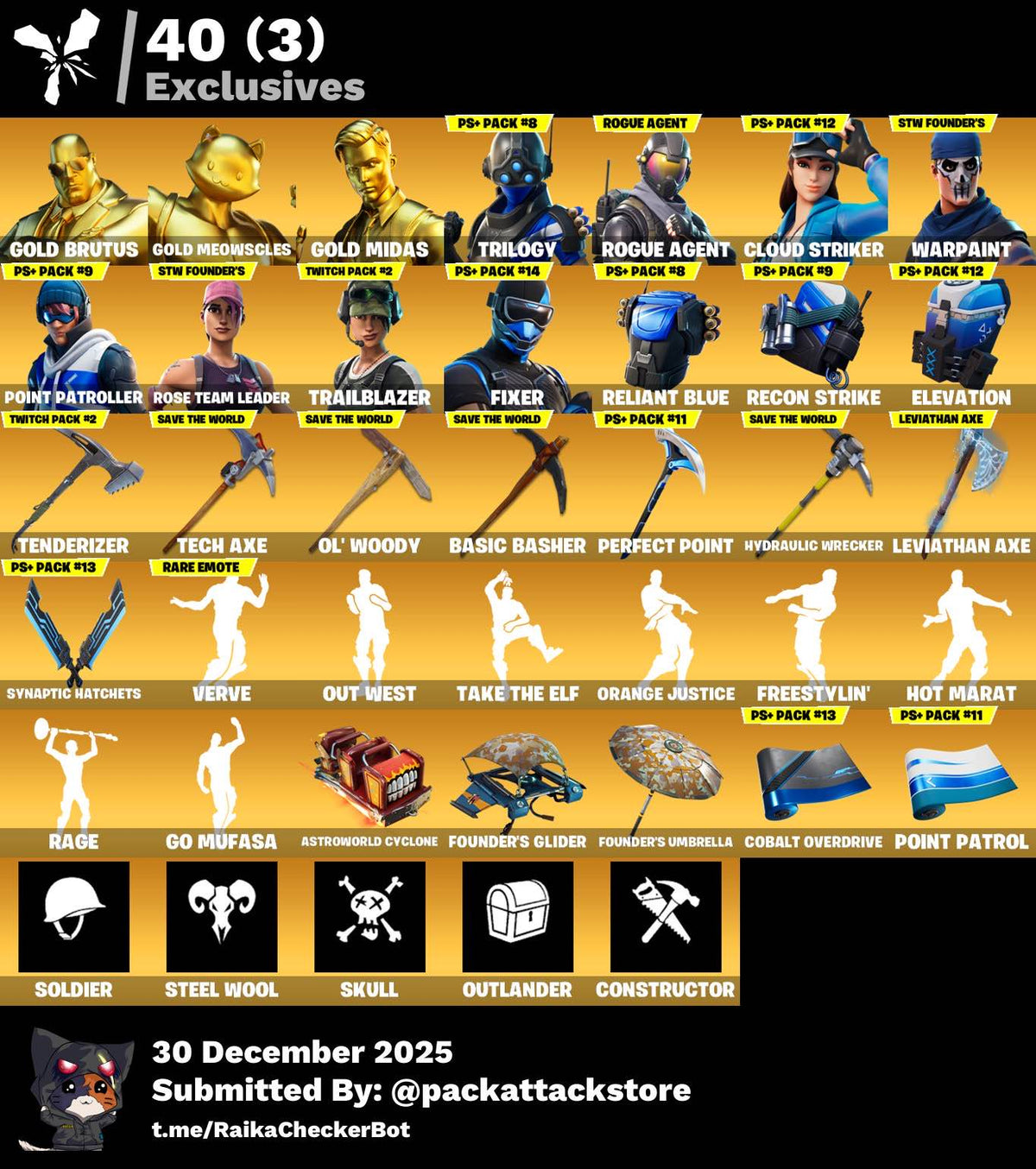 Fortnite Account - 103 Skins | OG STW, Predator, Trilogy, Rogue Agent, Point Patroller