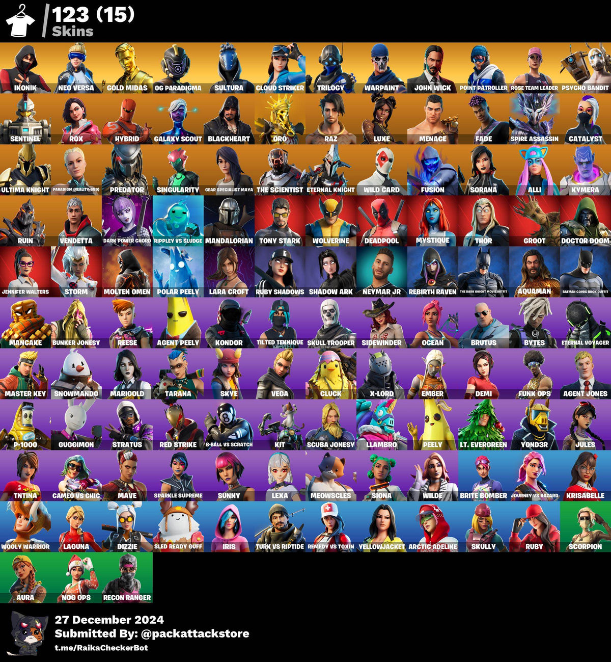 Fortnite Account - 123 skins | IKONIK, OG STW, John Wick, Psycho Bandit