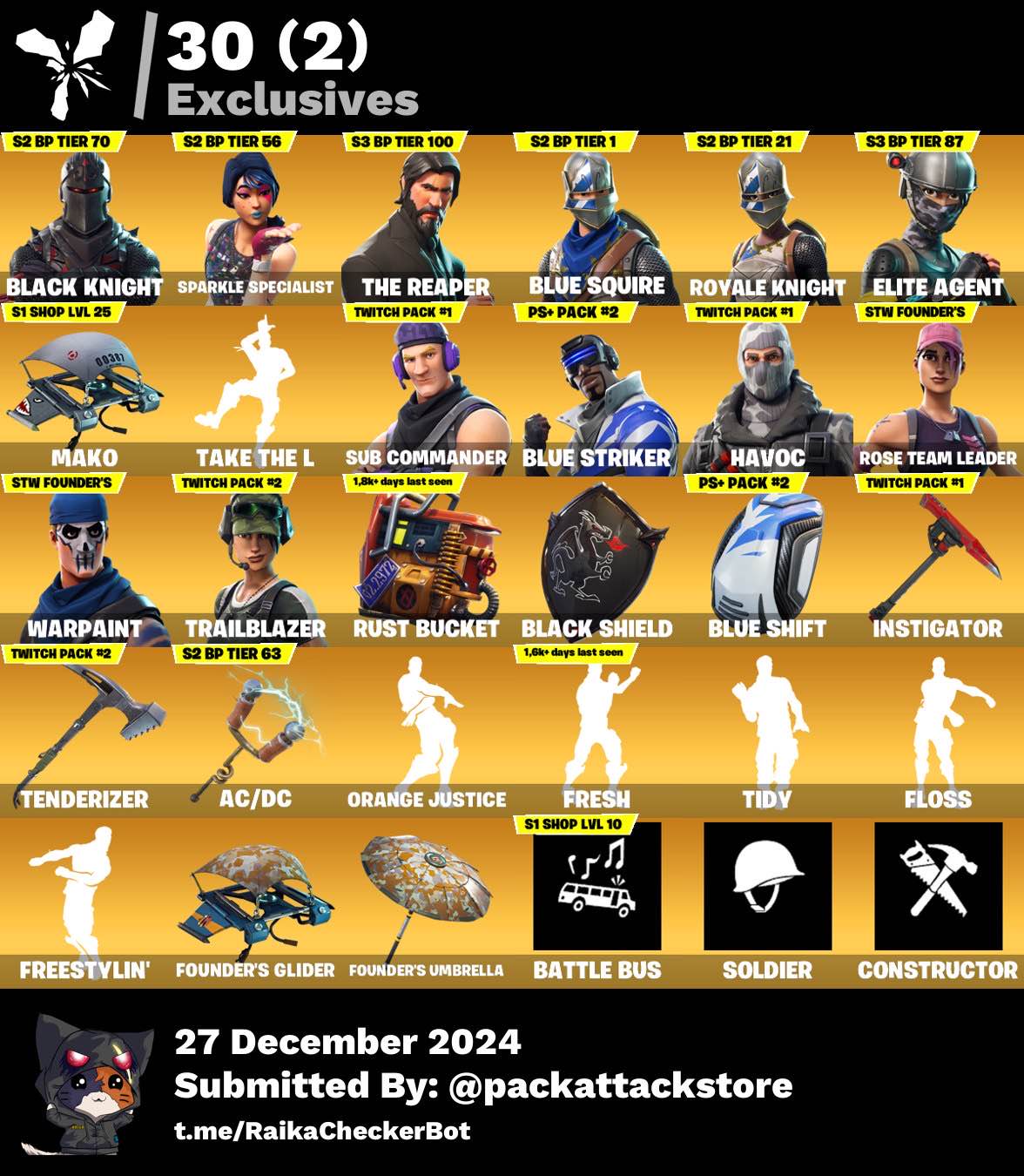 Fortnite Account - 44 skins | Black Knight, OG STW, Sparkle Specialist, The Reaper, Mako