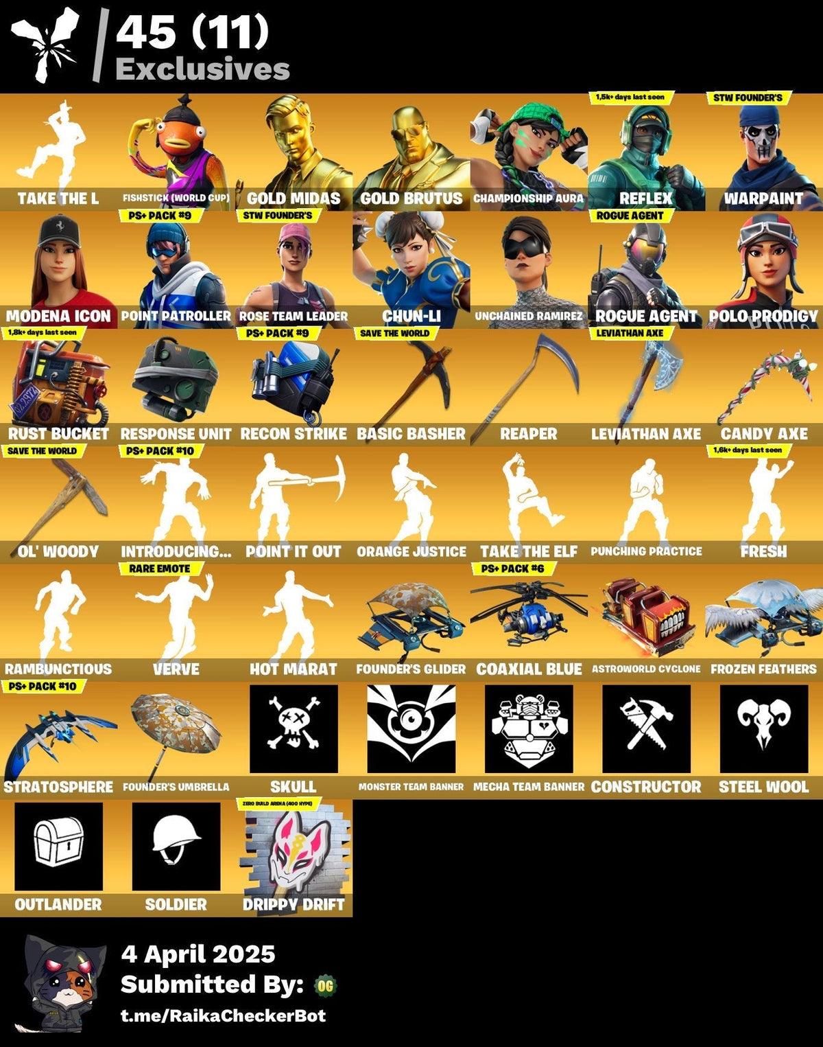 Fortnite Account - Polo Prodigy, Chun Li, Modena Icon, Reflex, Unchained Ramirez | 463 Skins