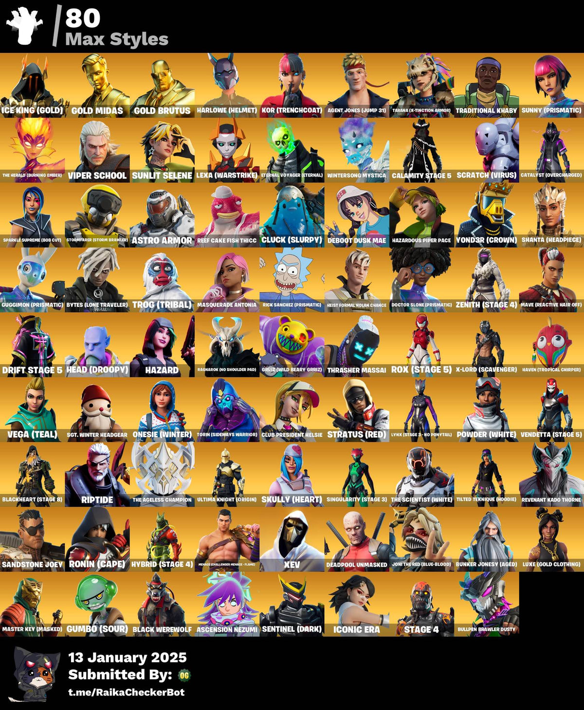 Fortnite Account - Dark Skully, OG STW, Travis Scott, Glow, 80 Max Styles