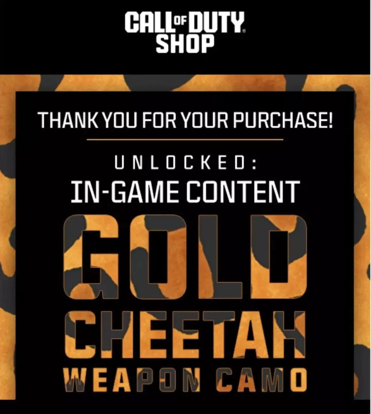Golden Cheetah Camo for Call of Duty Modern Warfare 3  COD MW3